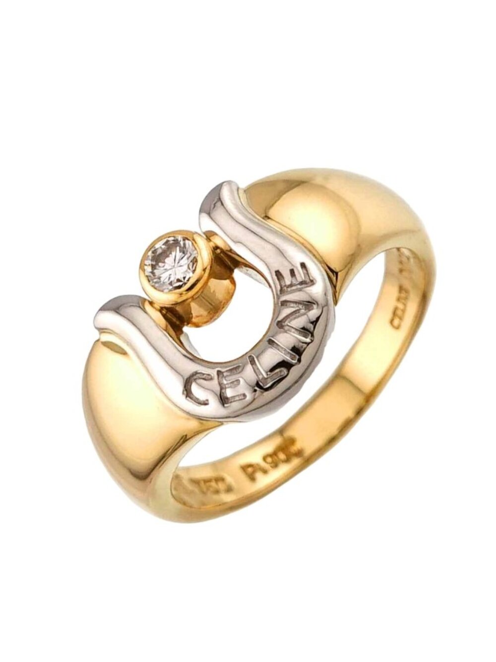 Celine Horseshoe Ring Diamond 18k Yellow Gold Platinum